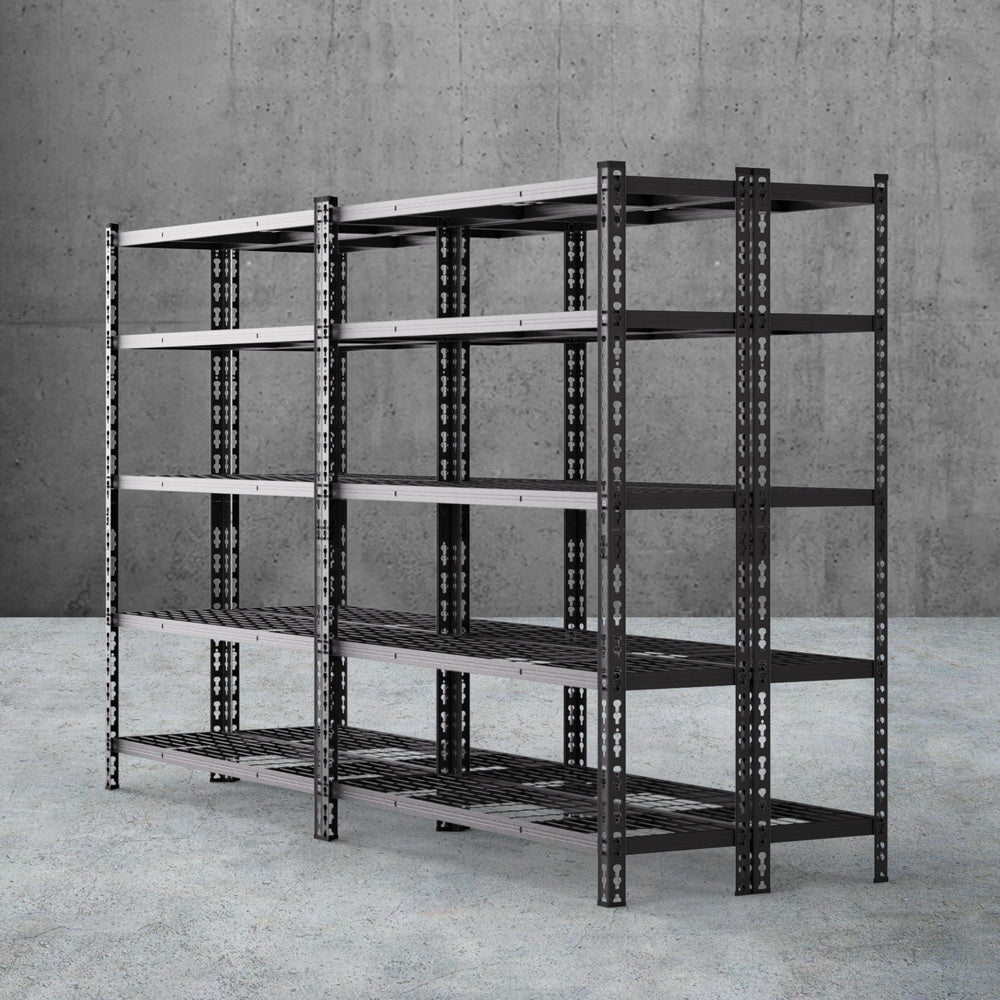 Giantz 4-Pack 1.8M 5-Tier Garage Shelving Rack Black