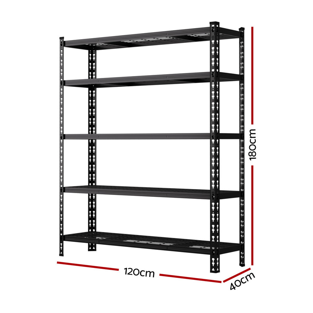 Giantz 5-Tier Garage Shelving Rack Black 150kg Capacity