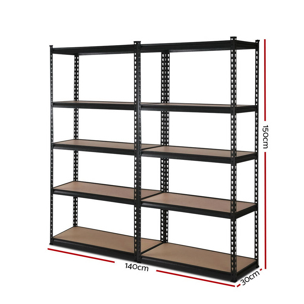 Giantz 2x1.5M Garage Shelving Rack Black