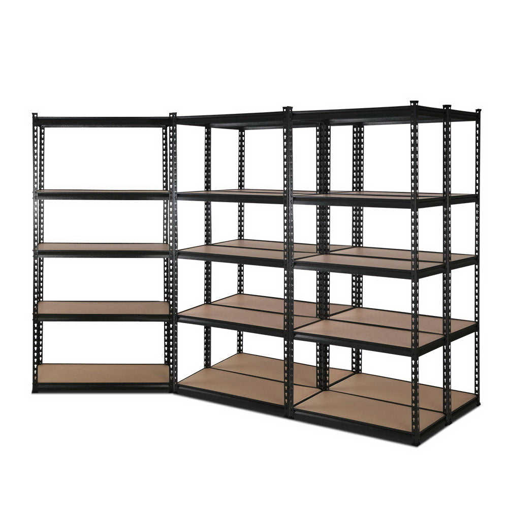 Giantz 5-Tier Garage Shelving Rack Black Adjustable Steel
