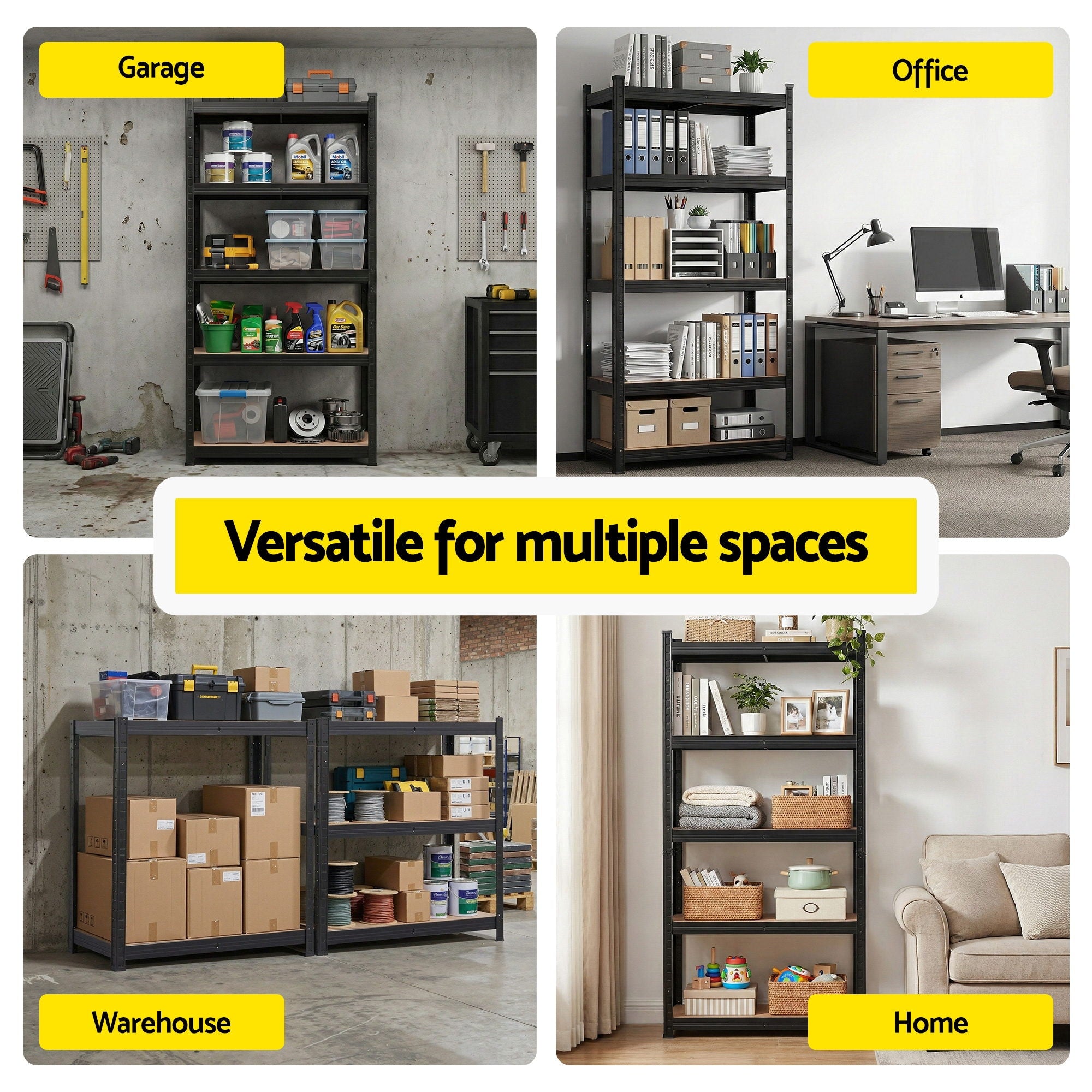 Giantz Garage Shelving 1.6X0.8m Warehouse Shelves Storage Rack Pallet Racking Black