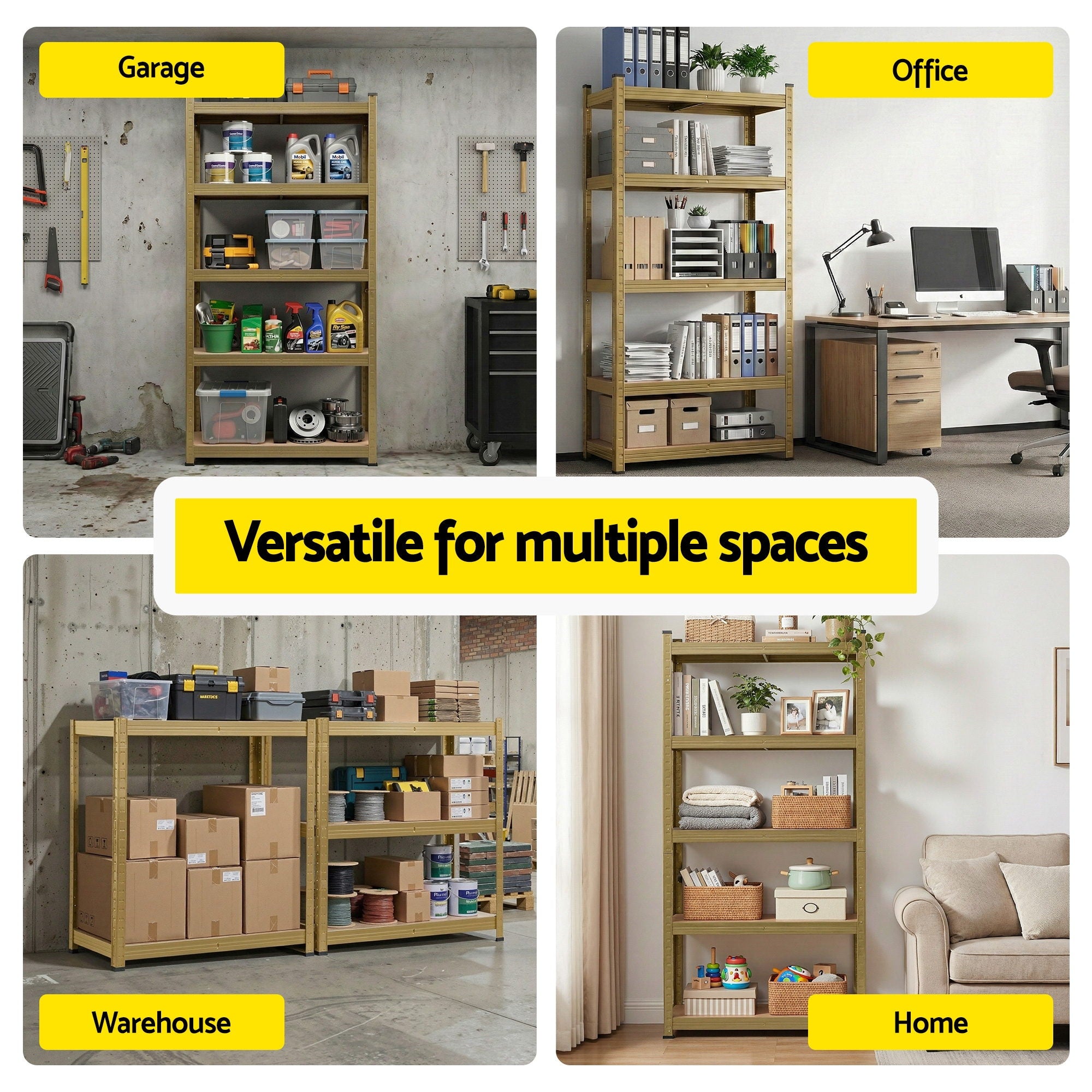 Giantz Garage Shelving 1.6X0.8m Warehouse Shelves Storage Rack Pallet Racking Yellow