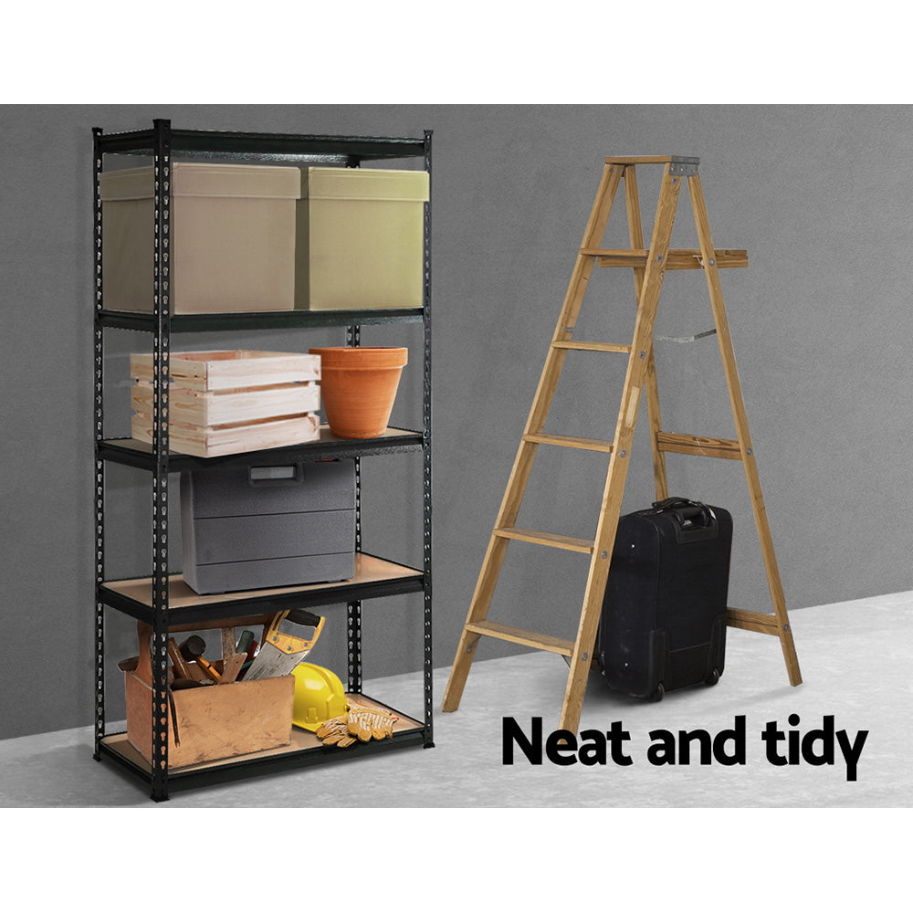 Giantz 1.8M Industrial Garage Shelving Rack Black