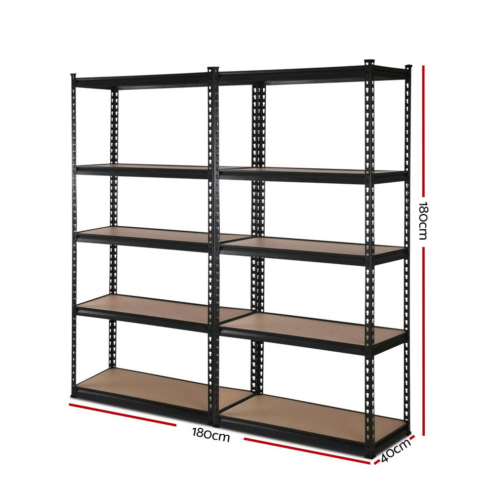 Giantz 2x1.8M Garage Shelving Rack Heavy-Duty Black