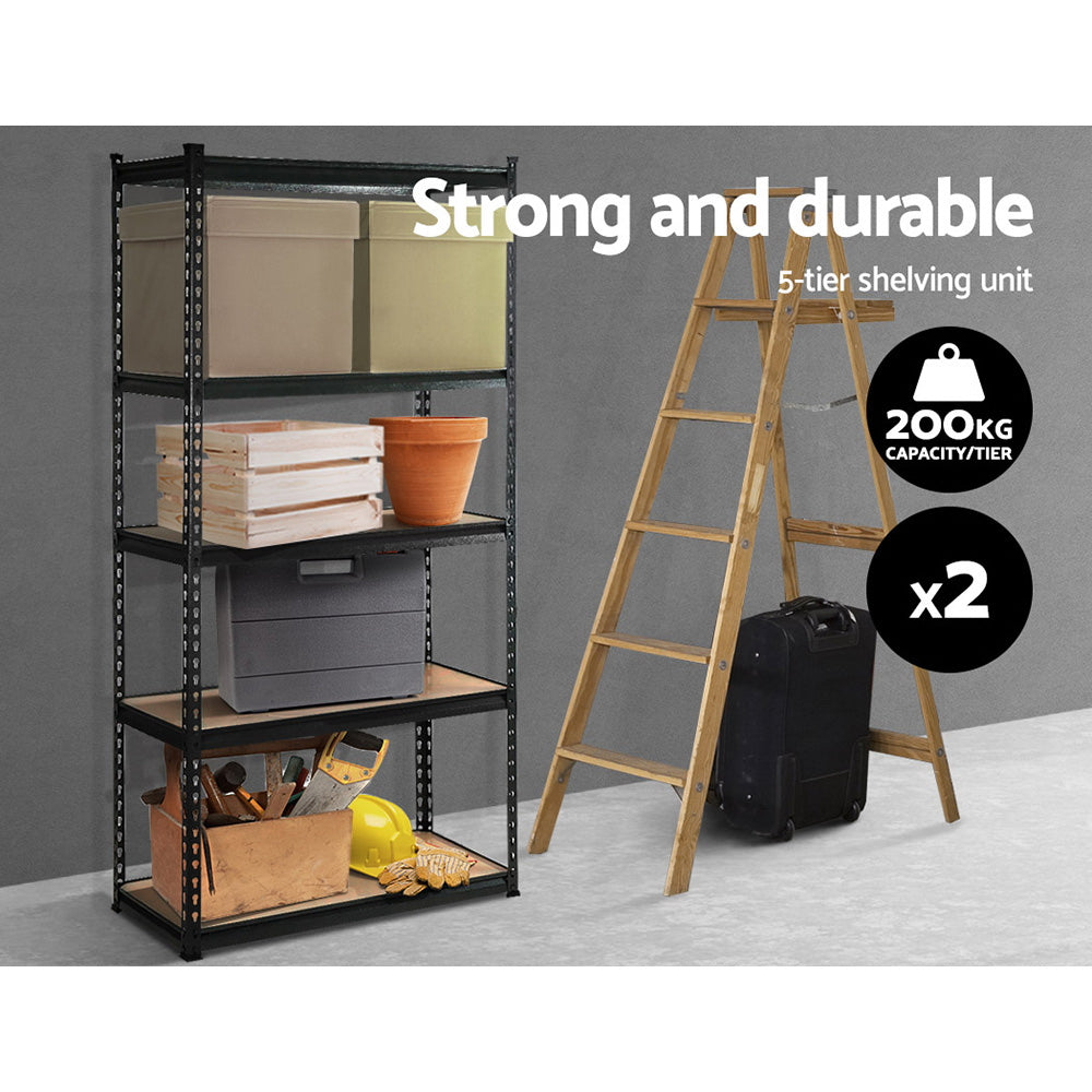 Giantz 2x1.8M Garage Shelving Rack Heavy-Duty Black