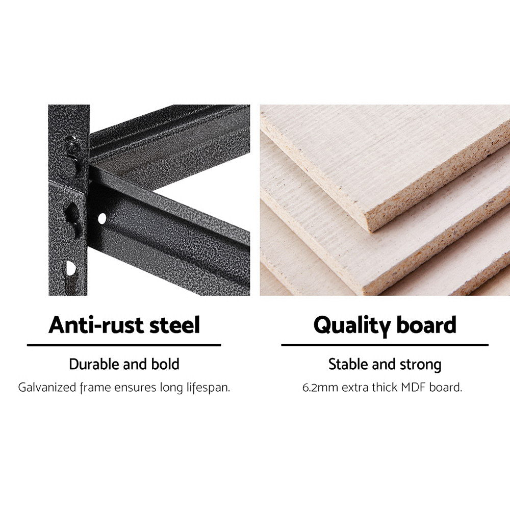 Giantz 1.8M Garage Shelving Rack Charcoal Industrial Steel