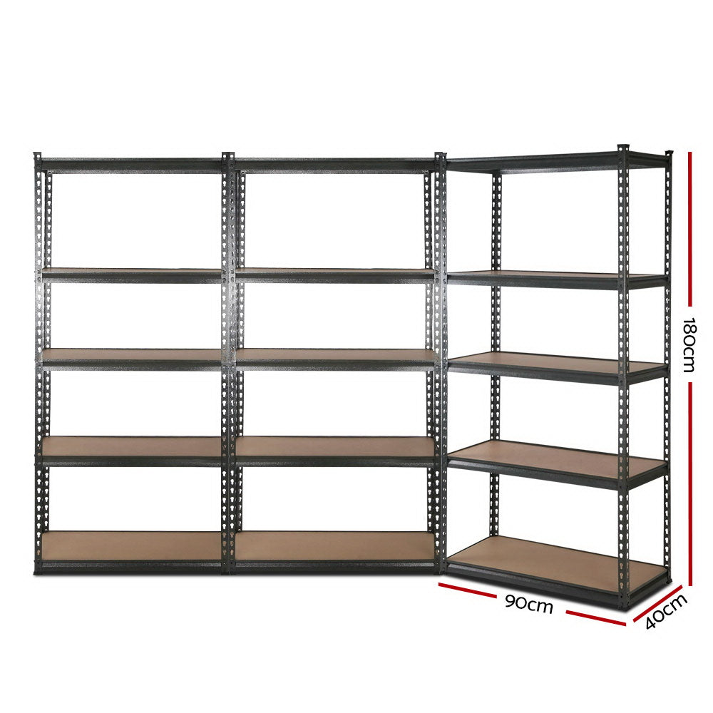 Giantz 3x1.8M 5-Shelf Steel Storage Rack Grey