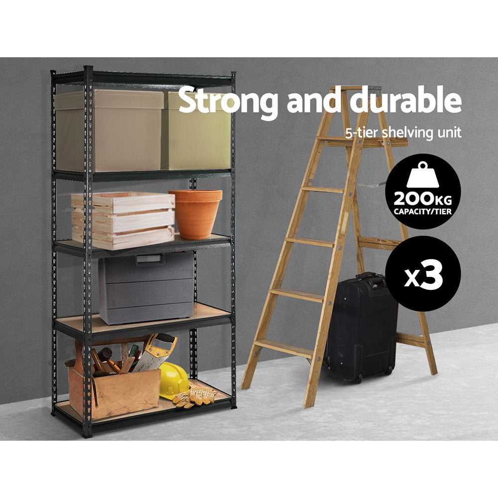Giantz 3x1.8M 5-Shelf Steel Storage Rack Grey