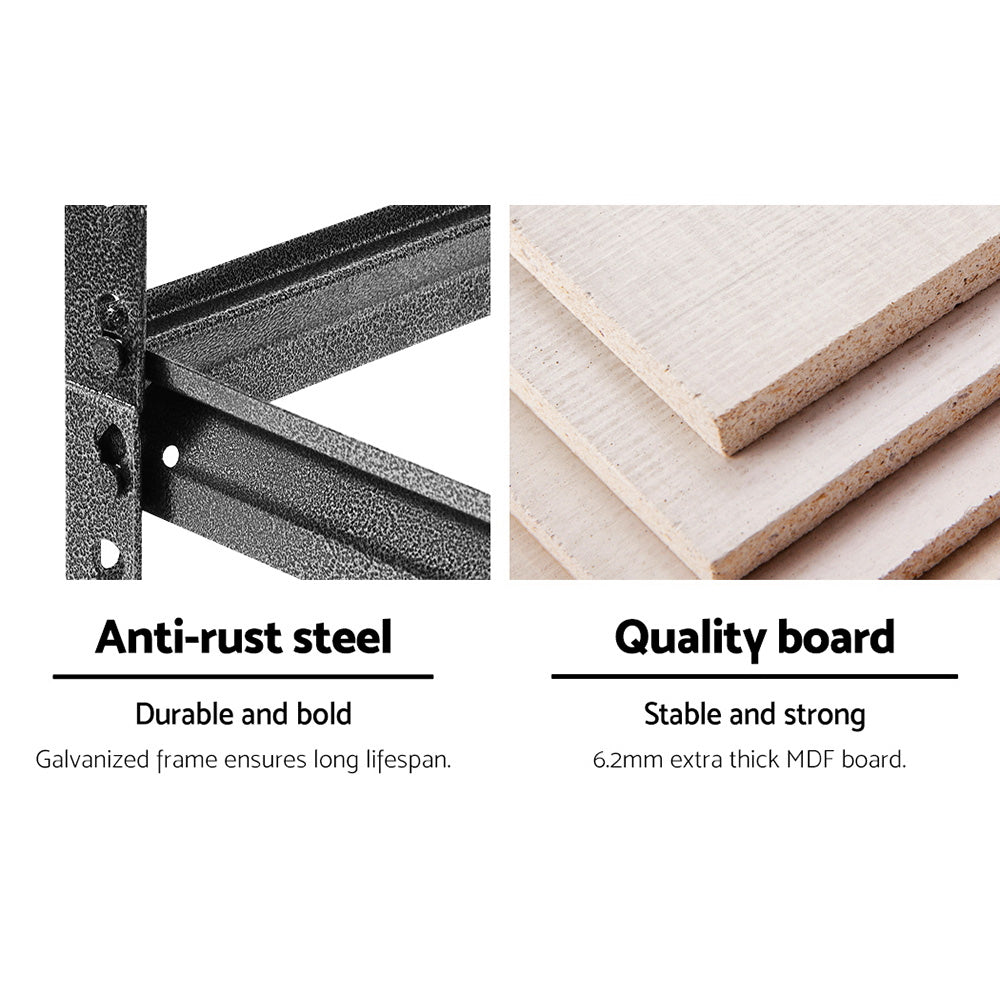 Giantz 3x1.8M 5-Shelf Steel Storage Rack Grey