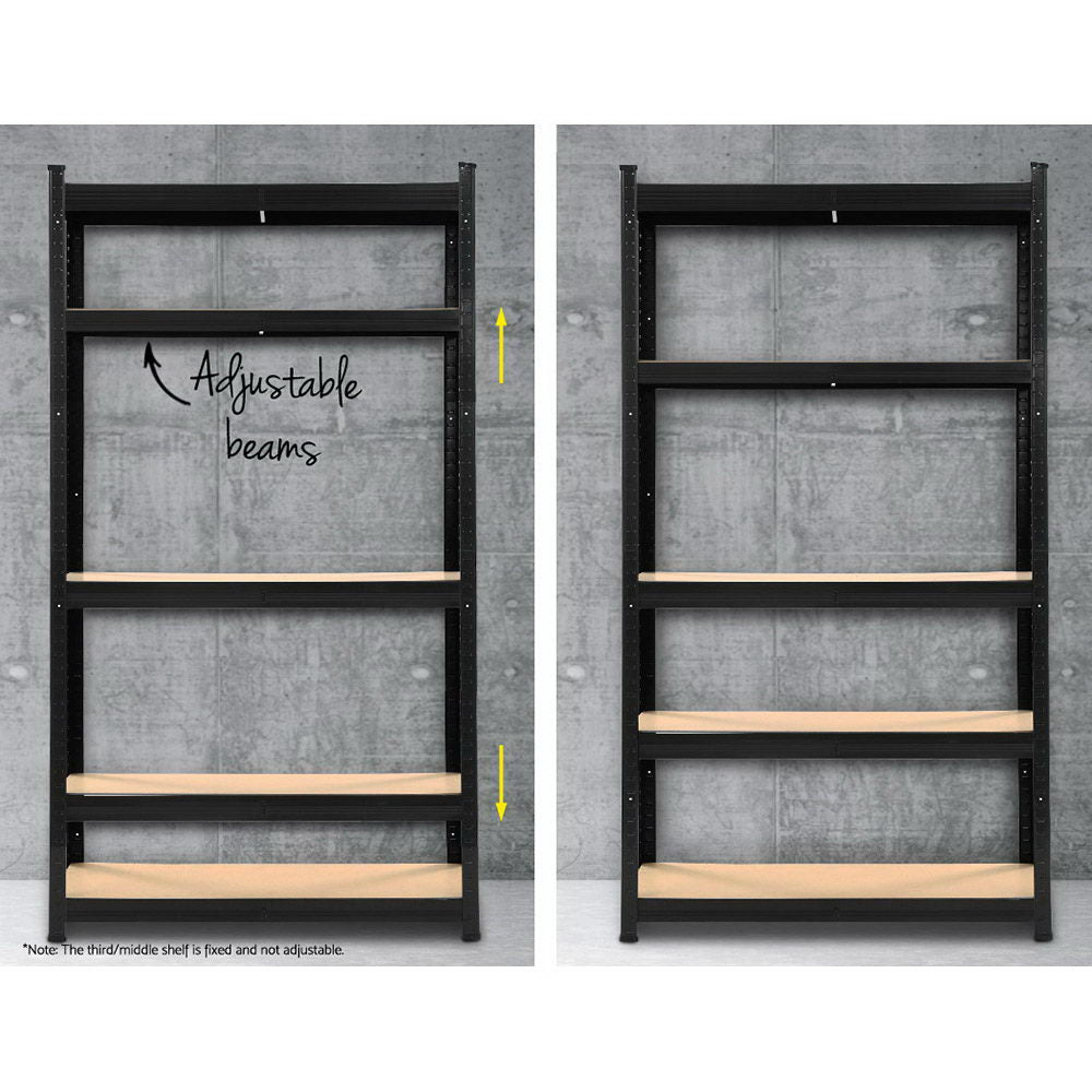 Giantz 2x1.8M Garage Shelving Rack Black Industrial Storage