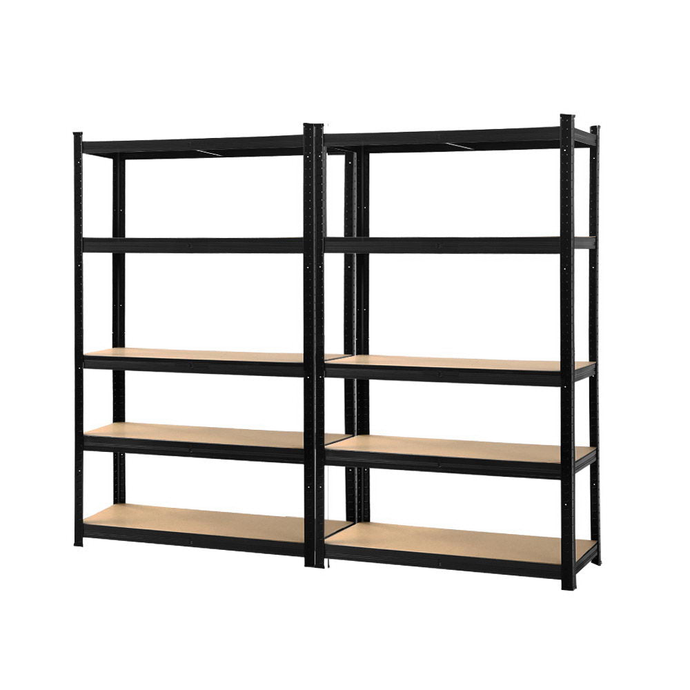 Giantz 2x1.8M Garage Shelving Rack Black Industrial Storage