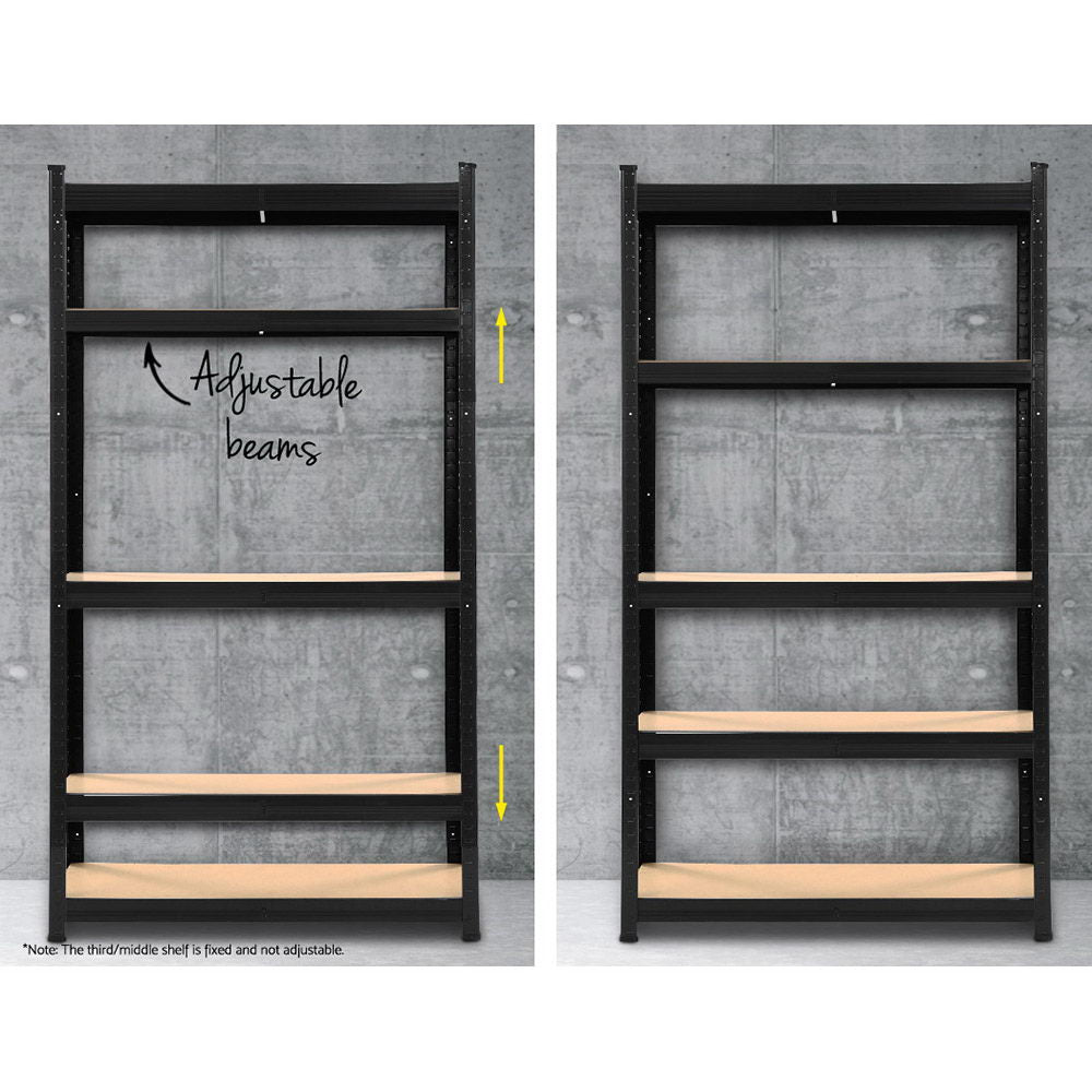 Giantz 3x1.8M Garage Shelving Rack Black Heavy-Duty Adjustable Storage
