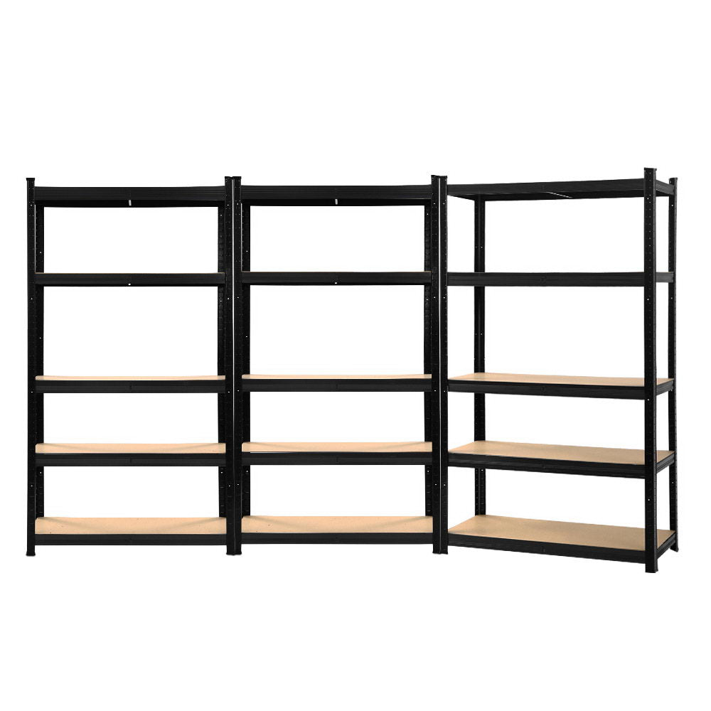 Giantz 3x1.8M Garage Shelving Rack Black Heavy-Duty Adjustable Storage