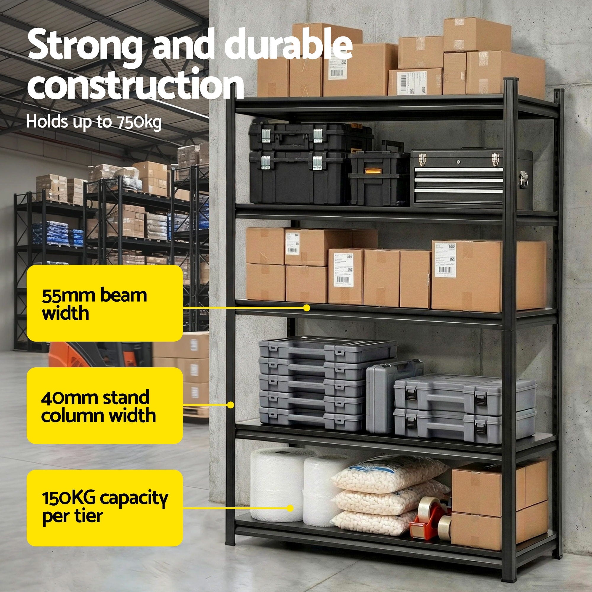 Giantz Garage Shelving 1.8X1.2m Warehouse Rack Storage Shelves Workshop Racks Steel