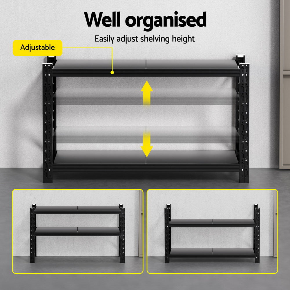 Giantz 1.5m Warehouse Garage Shelving Rack Black Steel