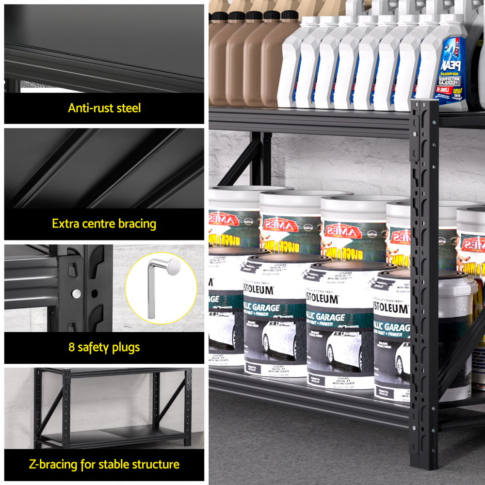 Giantz 2-Tier Garage Shelving Workbench Rack Black