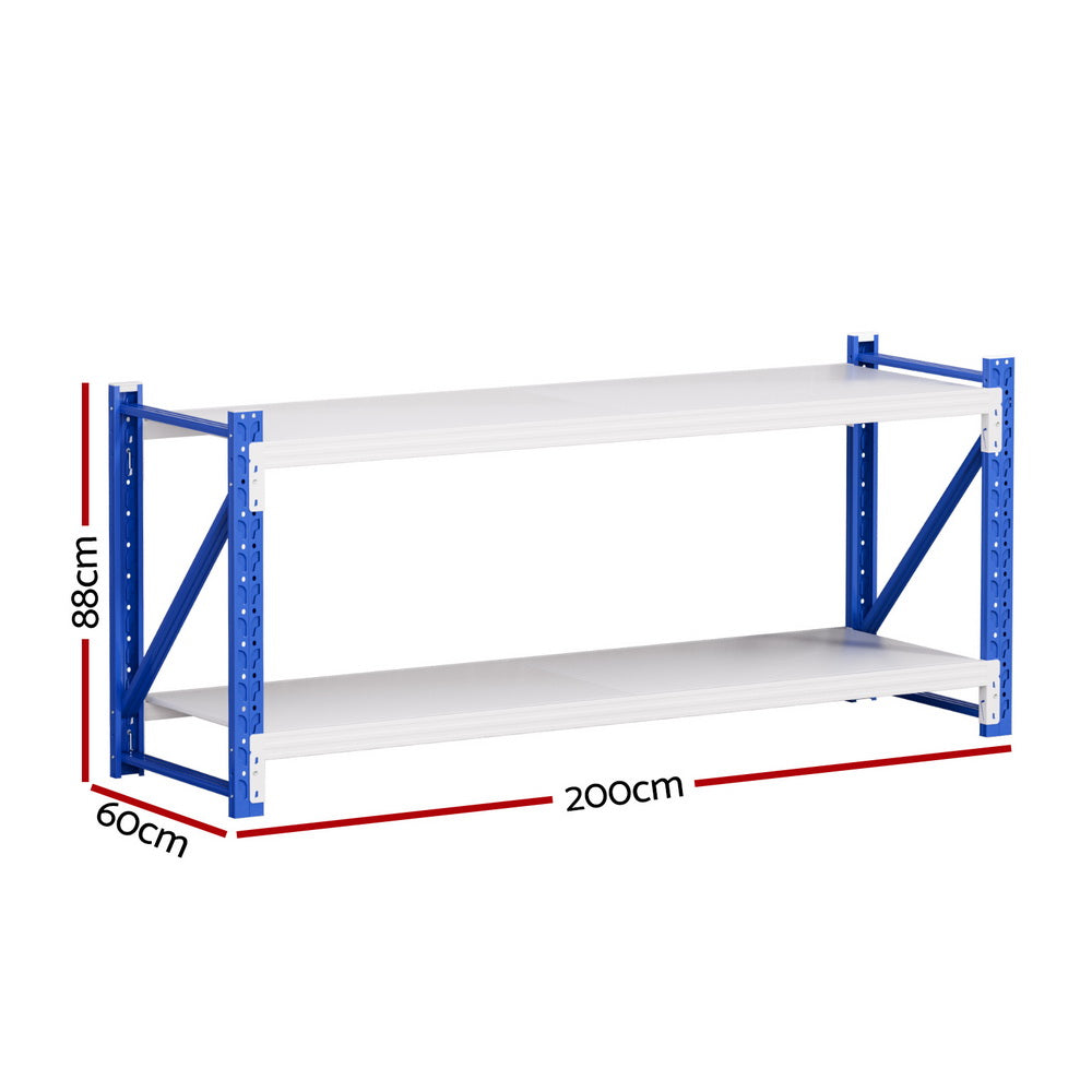 Giantz 2m Industrial Steel Shelving Rack Blue/Grey
