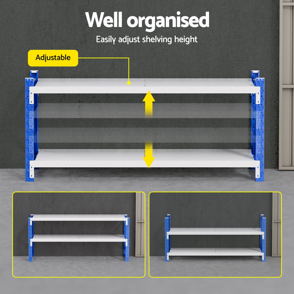 Giantz 2m Industrial Steel Shelving Rack Blue/Grey