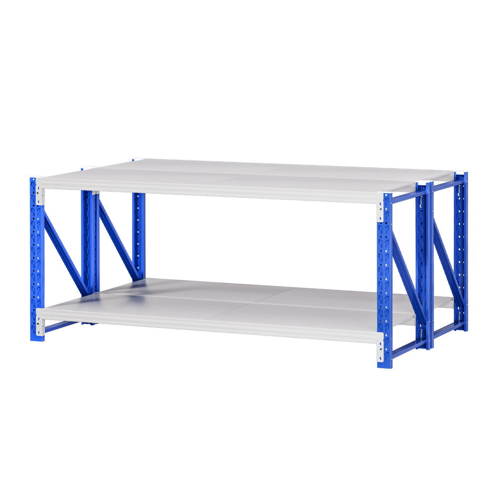 Giantz 2m Garage Shelving Workbench Rack Blue & Grey