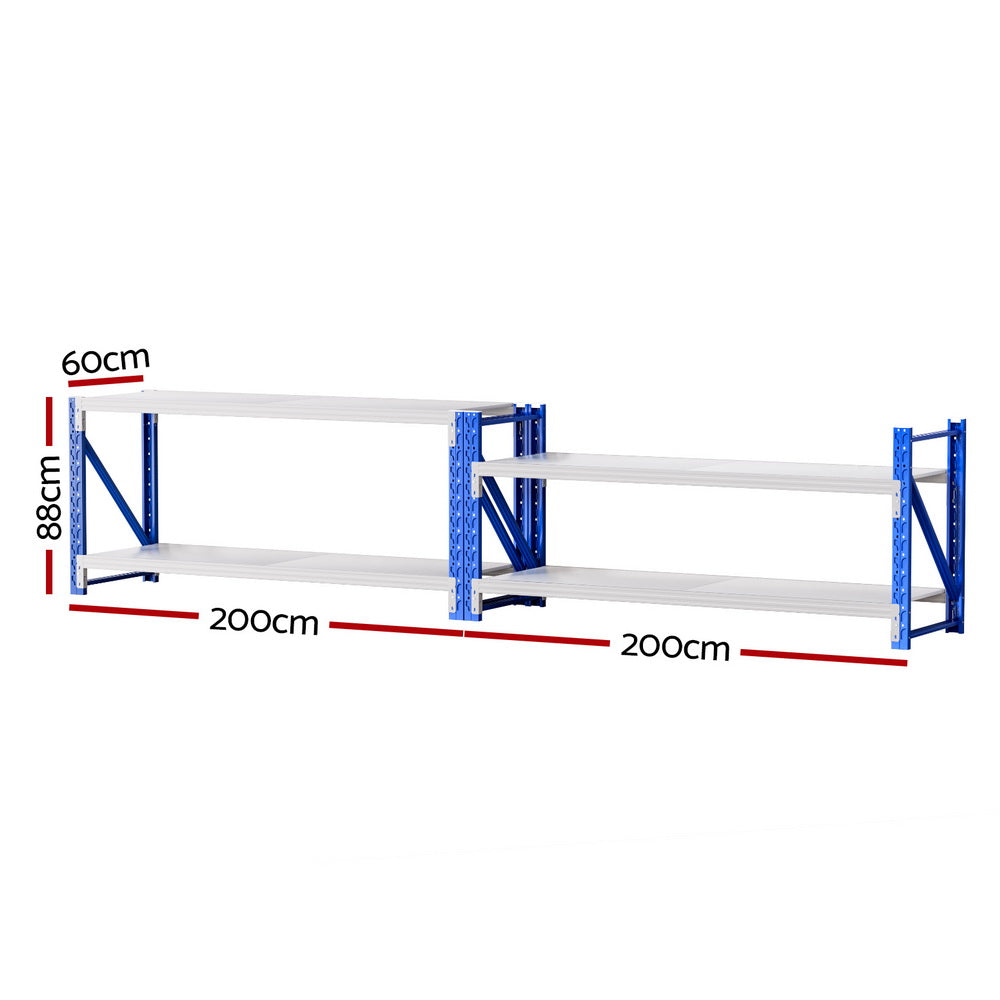 Giantz 2m Garage Shelving Workbench Rack Blue & Grey