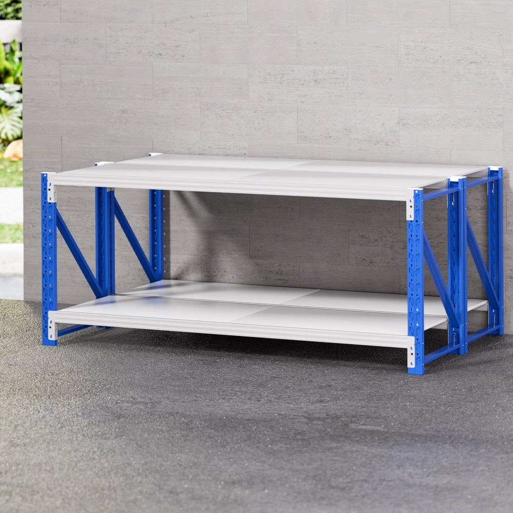 Giantz 2m Garage Shelving Workbench Rack Blue & Grey