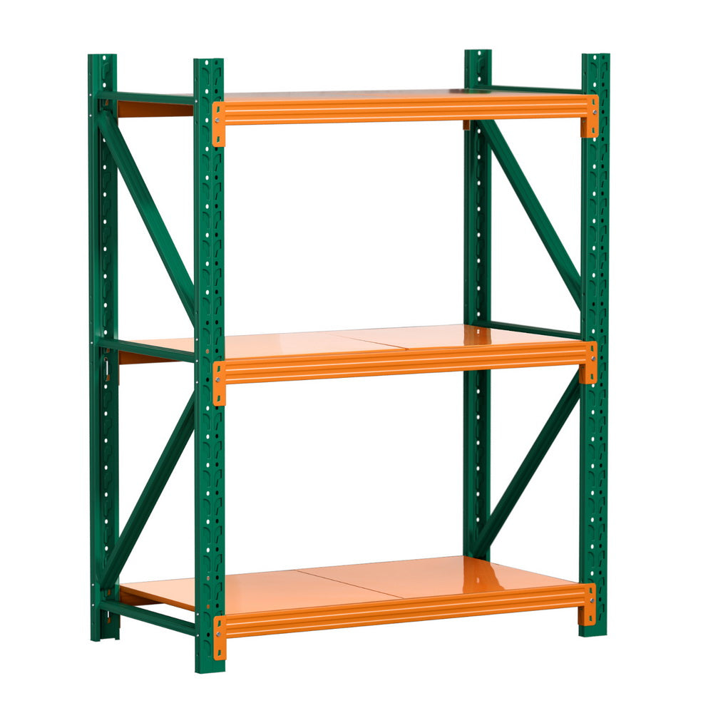 Green Metal Rack Giantz 1.5M Garage Shelving Rack Green Orange Industrial Steel