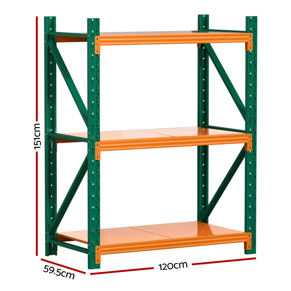 Giantz 1.5M Garage Shelving Rack Green Orange Industrial Steel