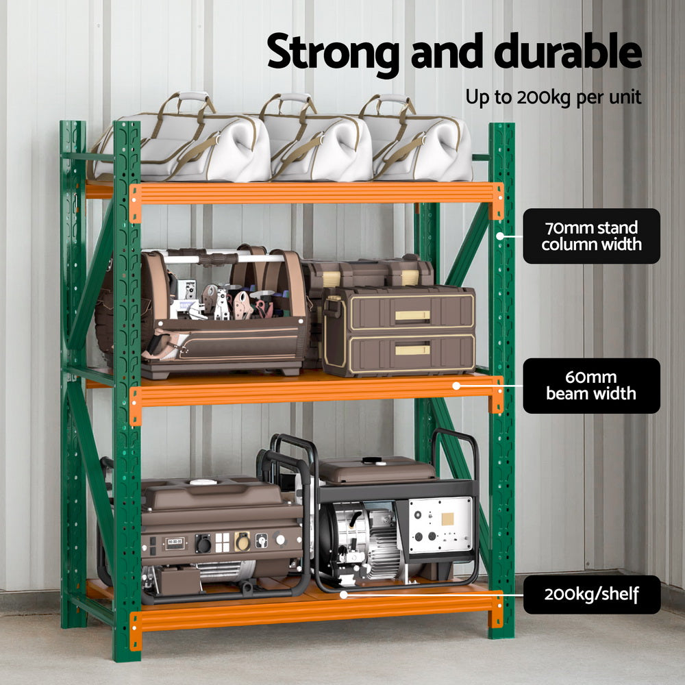 Giantz 1.5M Garage Shelving Rack Green Orange Industrial Steel