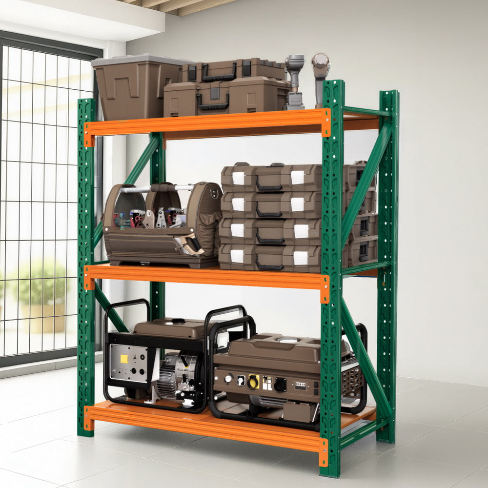 Giantz 1.5M Garage Shelving Rack Green Orange Industrial Steel