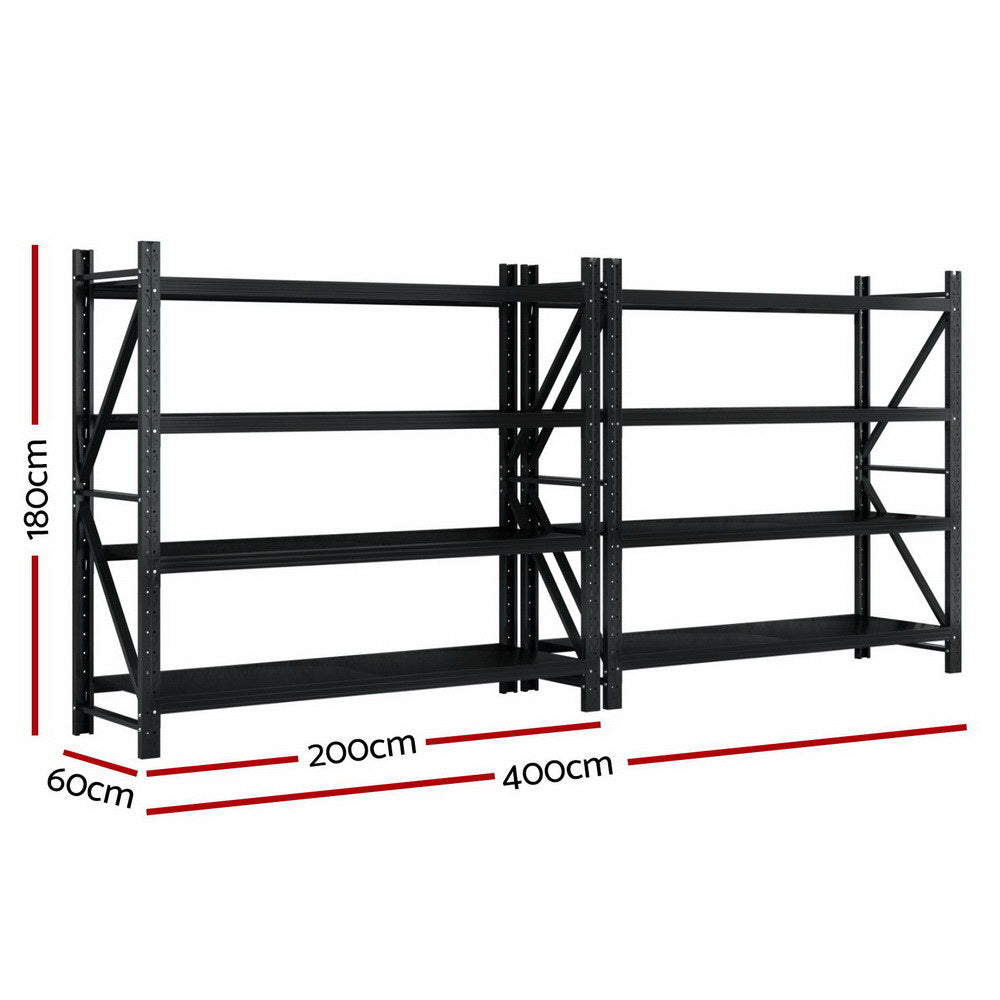 Giantz 4M Garage Shelving Rack Black Industrial Steel