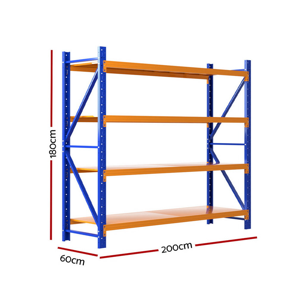 Giantz 2m x 1.8m Industrial Steel Shelving Rack Orange Blue