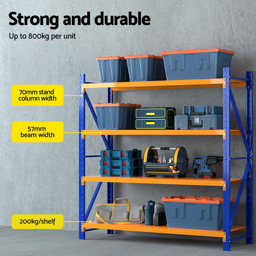 Giantz 2m x 1.8m Industrial Steel Shelving Rack Orange Blue