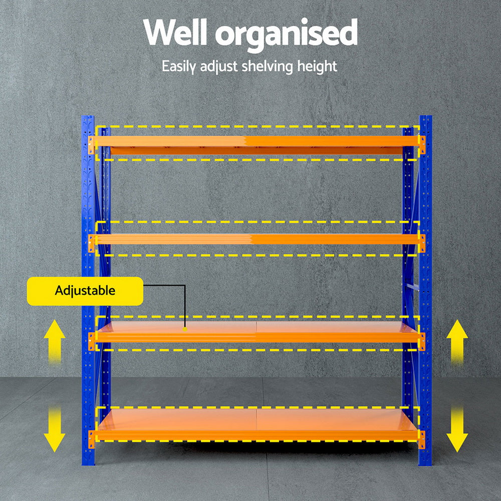 Giantz 2m x 1.8m Industrial Steel Shelving Rack Orange Blue