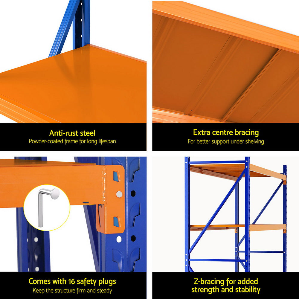 Giantz 2m x 1.8m Industrial Steel Shelving Rack Orange Blue