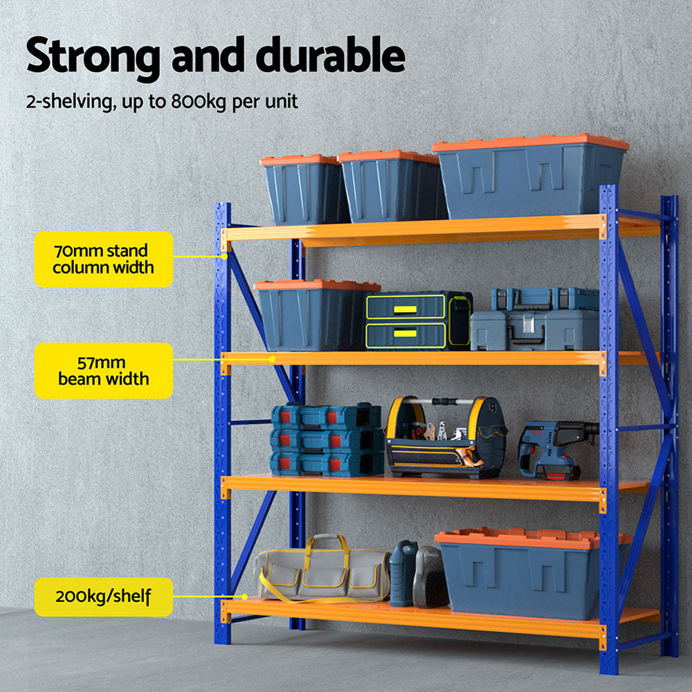 Giantz 4M Warehouse Shelving Rack Heavy-Duty Steel Orange/Blue