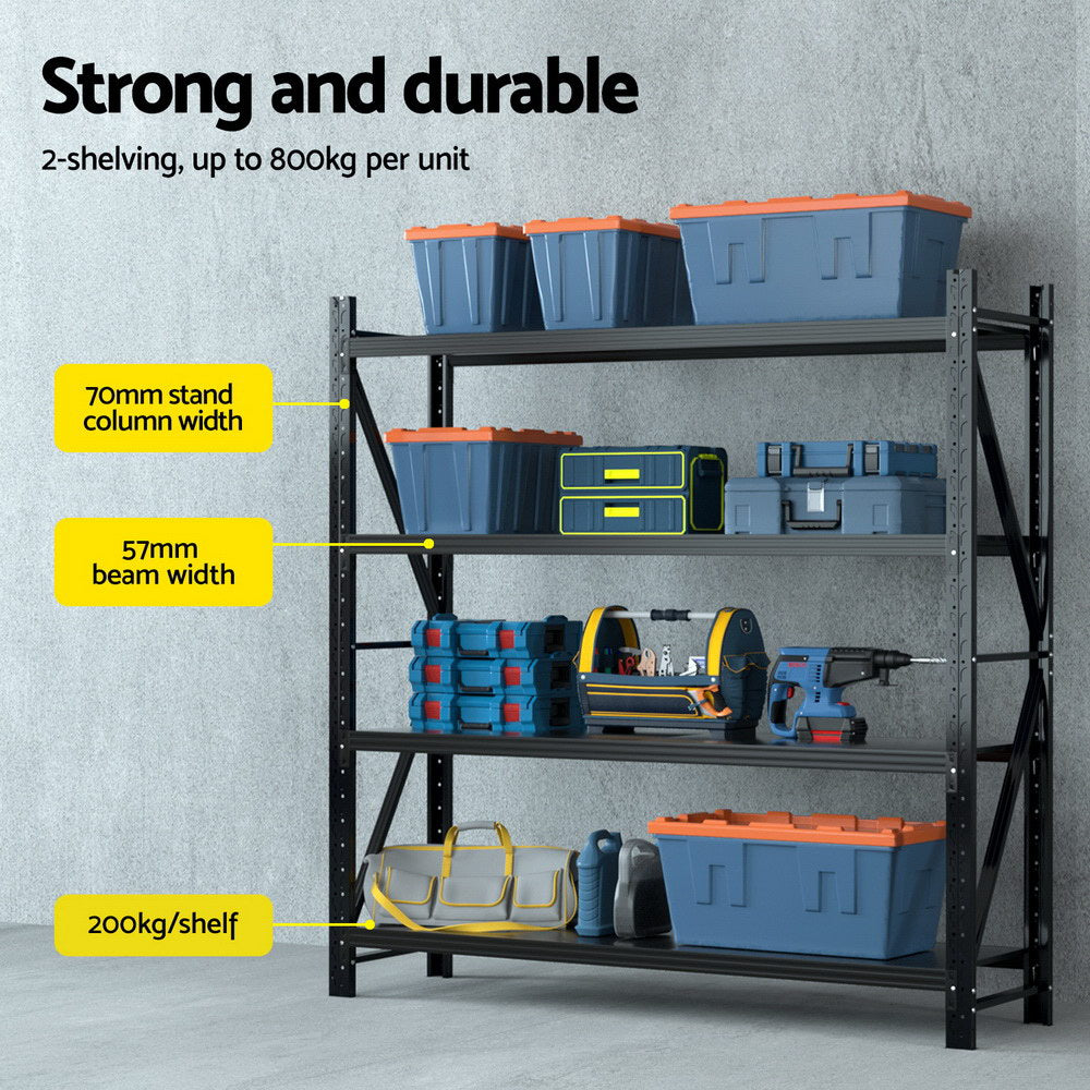 Giantz 4Mx2M Industrial Garage Shelving Rack Black