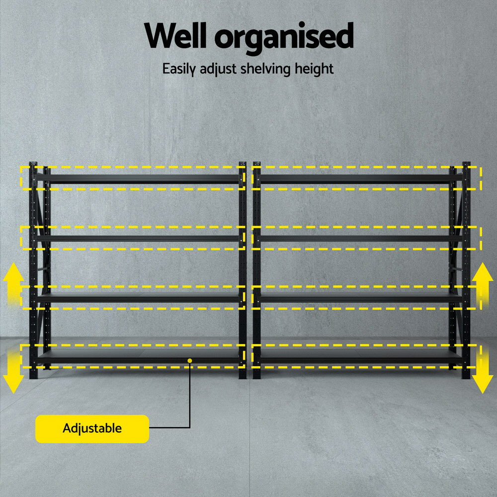Giantz 4Mx2M Industrial Garage Shelving Rack Black