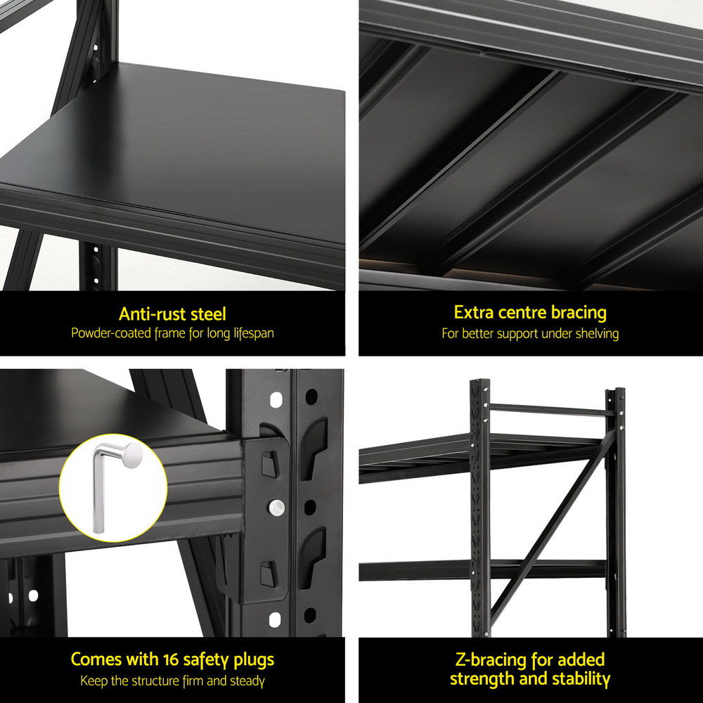 Giantz 4Mx2M Industrial Garage Shelving Rack Black
