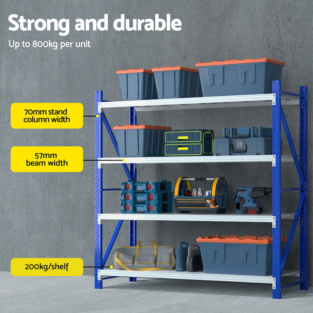 Giantz 2x2m Industrial Shelving Rack Blue/Grey