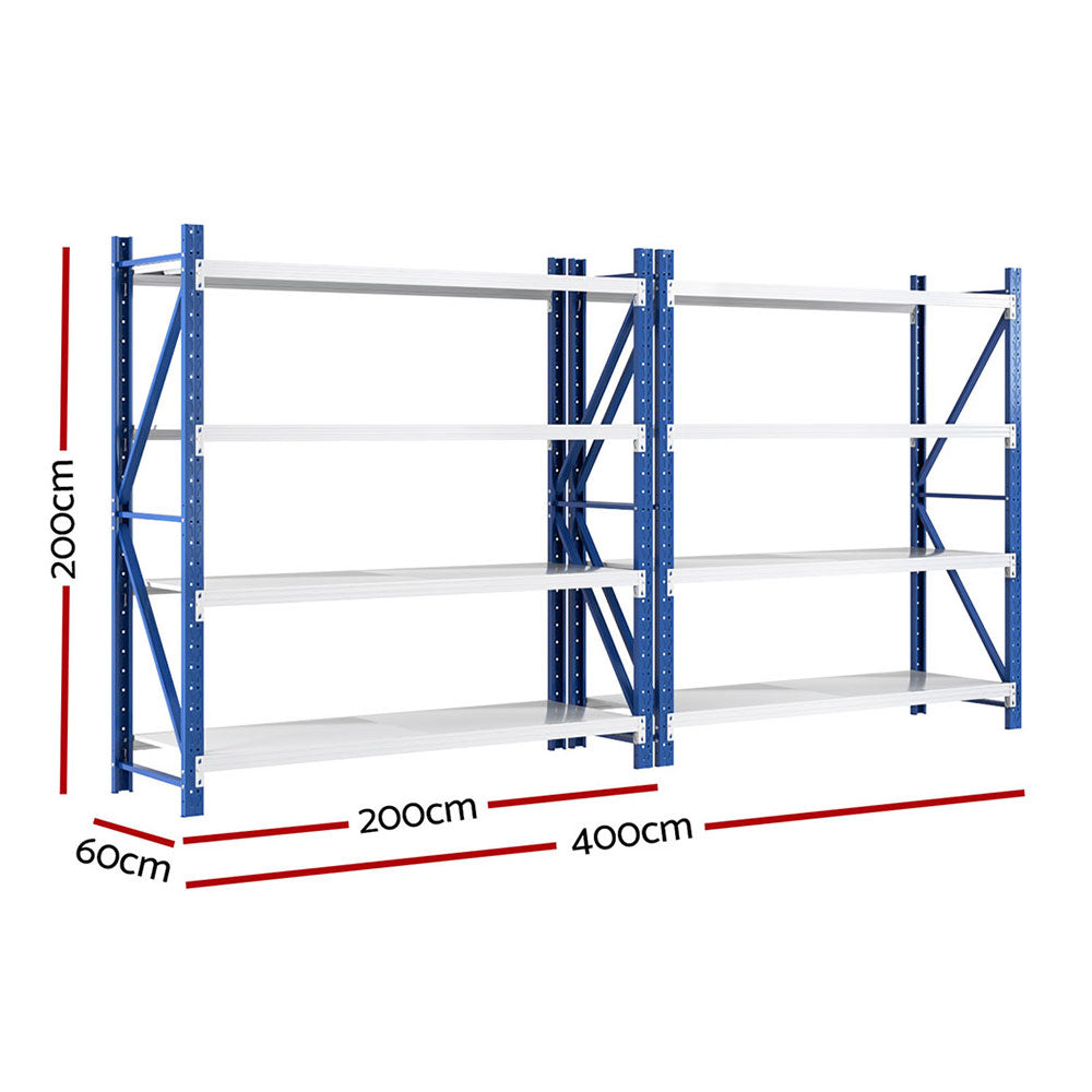 Giantz 4Mx2M Industrial Garage Shelving Rack Blue