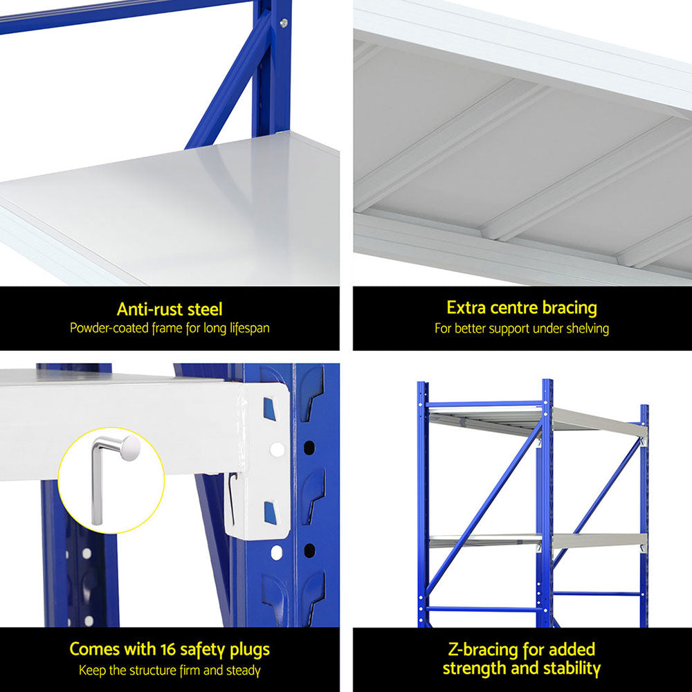 Giantz 4Mx2M Industrial Garage Shelving Rack Blue