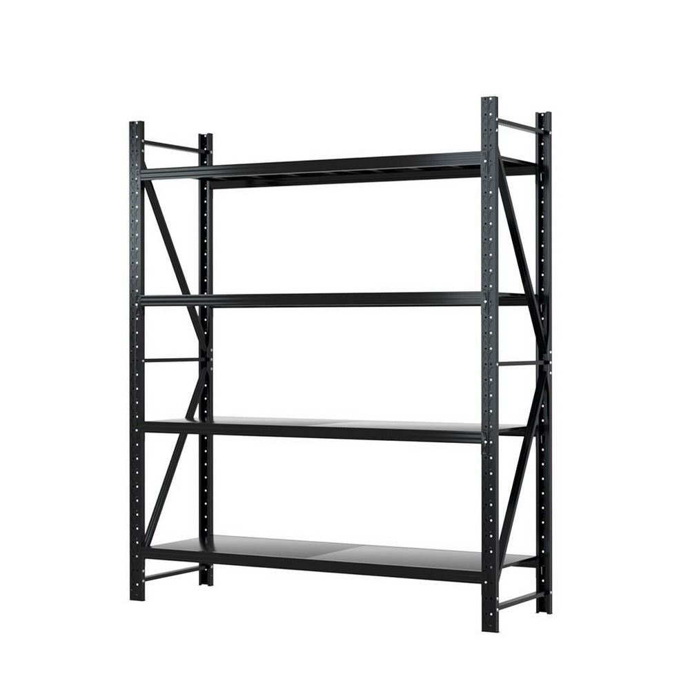 Giantz 2.4Mx2M Garage Shelving Rack Black Industrial Steel