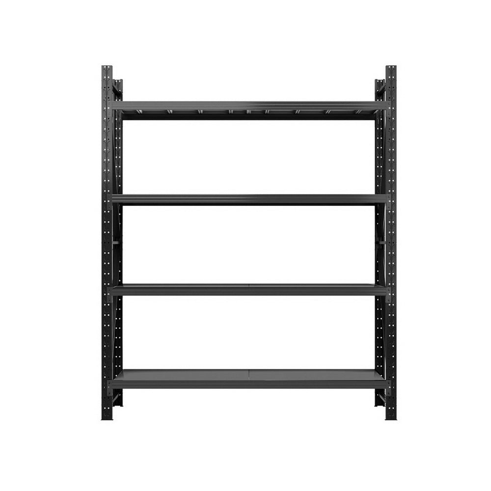 Giantz 2.4Mx2M Garage Shelving Rack Black Industrial Steel