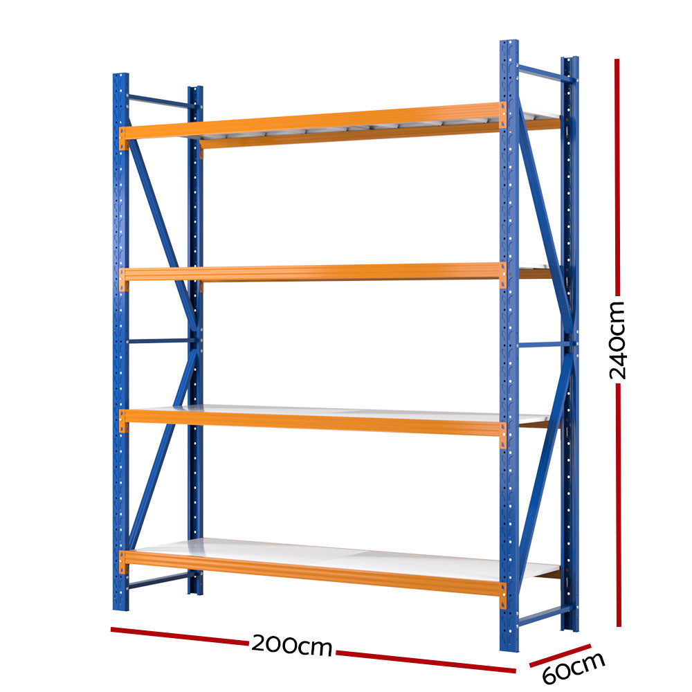 Giantz 2.4Mx2M Warehouse Shelving Rack Heavy-Duty Steel Blue