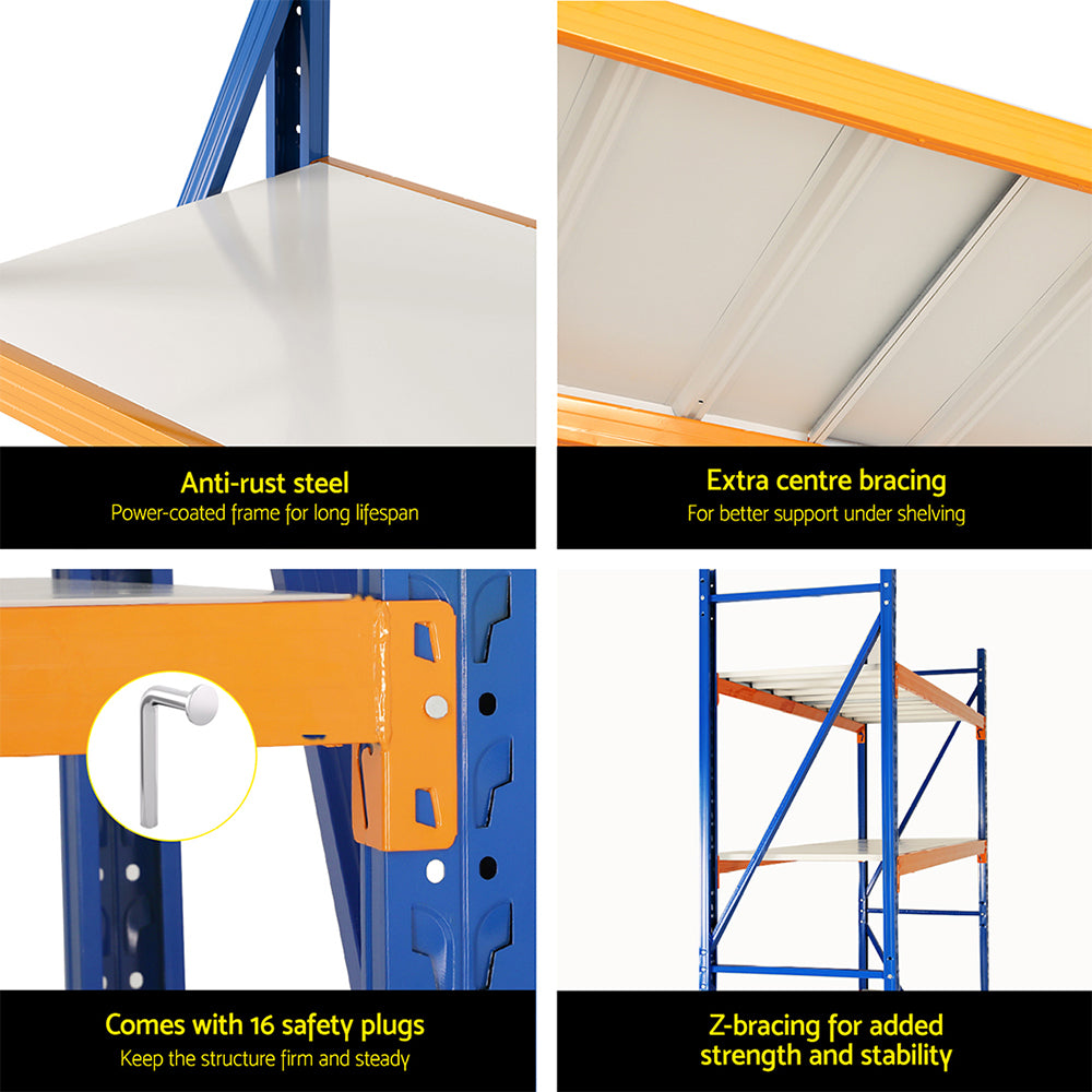 Giantz 2.4Mx2M Warehouse Shelving Rack Heavy-Duty Steel Blue