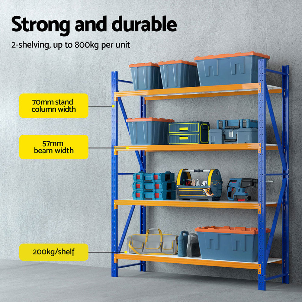 Giantz 4M Industrial Garage Shelving Rack Orange & Blue