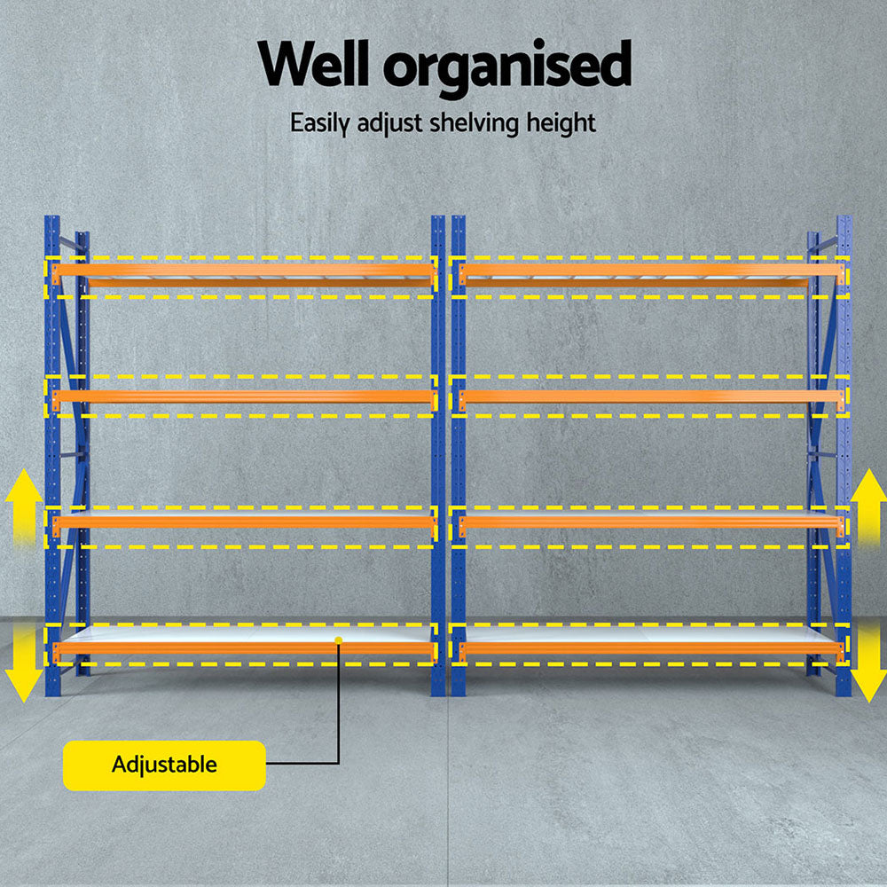 Giantz 4M Industrial Garage Shelving Rack Orange & Blue