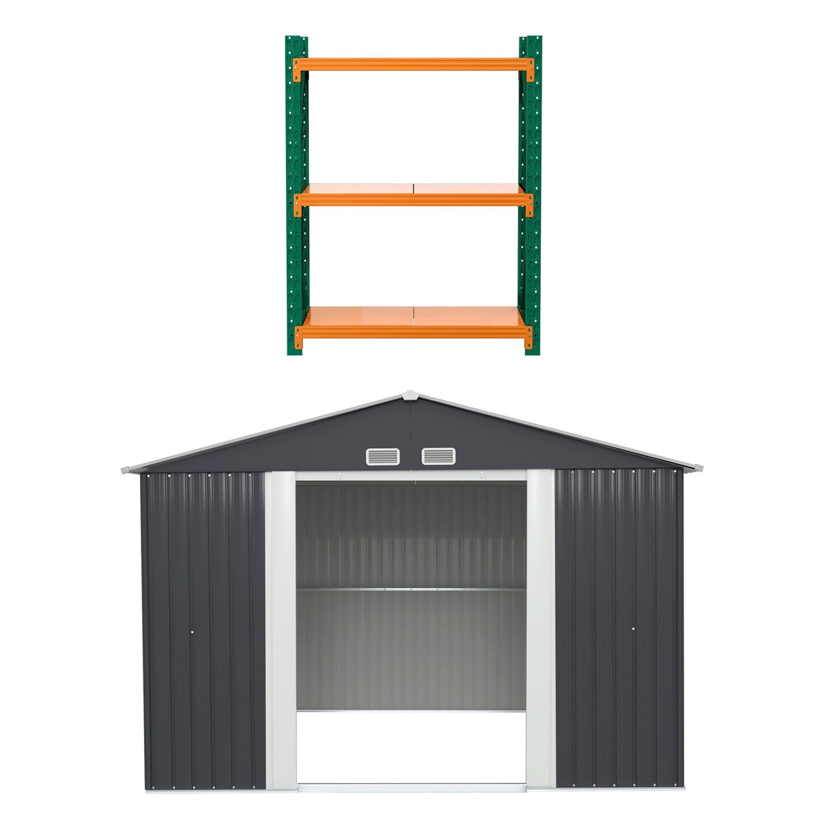 Giantz Garden Shed with 3-Tier Garage Shelving Rack Outdoor Tool Storage Racks