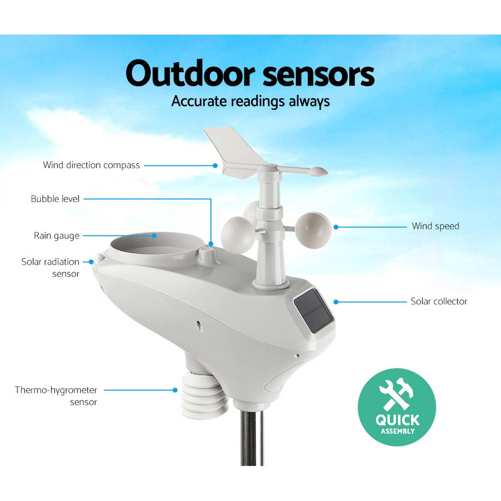 Devanti Wireless Weather Station LCD Solar Sensor WiFi UV Light