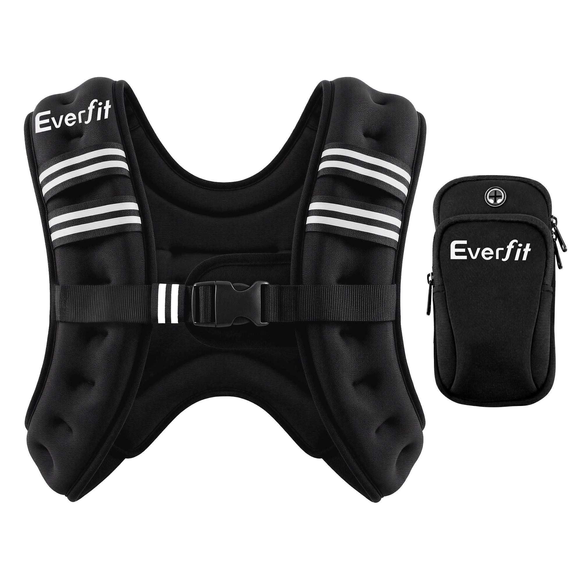 Everfit 5kg Weighted Vest Men Women, Reflective Running Vest with Armband Pouch